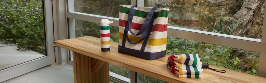 Shop Hudson's Bay Stripes Signature Water Bottle, 26-oz, White, Hudson's Bay Stripes Signature Canvas Tote Bag, 7.5-in, Navy, Hudson's Bay Stripes Signature Umbrella, Multi-Coloured, 38-in and more