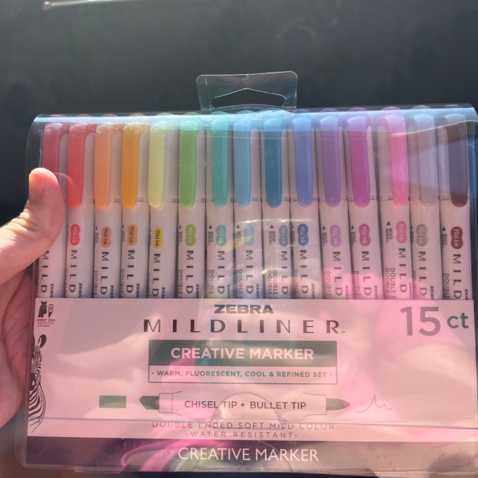 user image by E, Zebra 15ct Mildliner Dual-tip Creative Marker Assorted Colors: Mildliner Highlighters, Fine &#38; Bold Tips, Multicolored Ink, Teacher Supplies