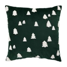 Shop Coussin décoratif de Noël velours vert avec arbres and more