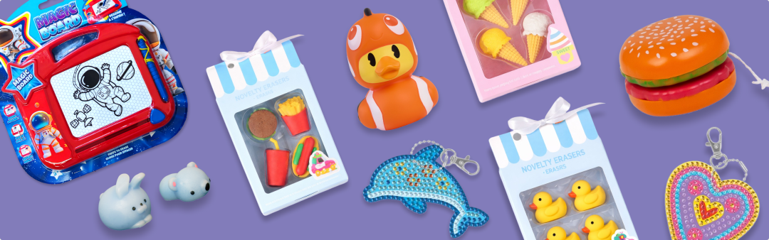 Shop Magic Board, Krafty Kids DIY Heart Diamond Art Keychain Kit, Novelty Eraser Ducks 4 Pack, Krafty Kids DIY Dolphin Diamond Art Keychain Kit, Burger Return Top Yo-Yo, Novelty Eraser Ice Cream 4 Pack, Novelty Eraser Food 4 Pack and more