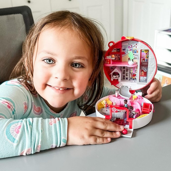 user image by @amanda.osowski, Polly Pocket Target Bullseye Adventure: Doll Playset, 16 Pieces, Plastic, No Battery Required, Ages 4+