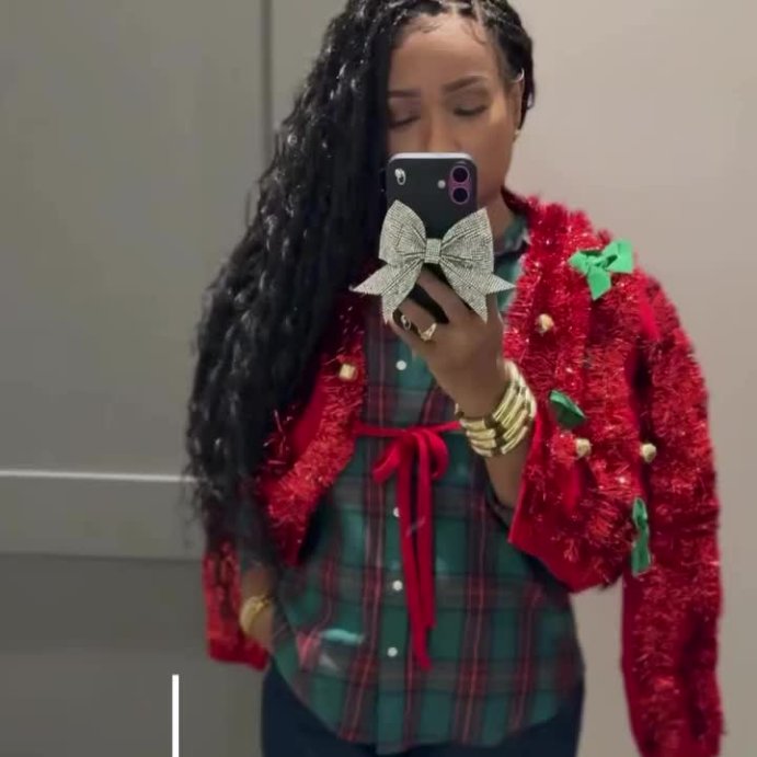 user image by @catchmyvibe74, Women's Grinch Festive Graphic Cardigan - Blue