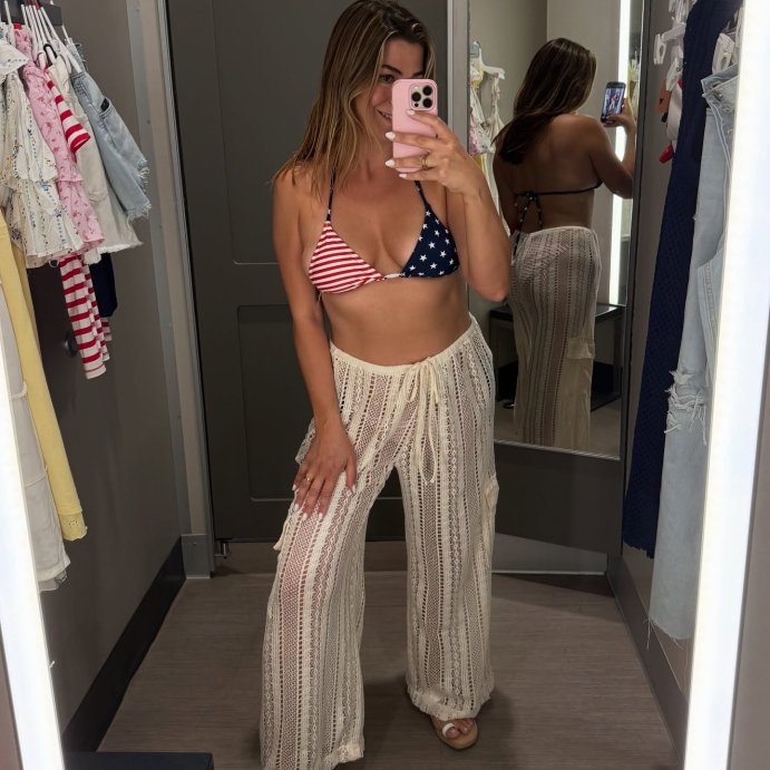 user image by @glamgirlnatalie, Women's Medium Coverage Center Ring Triangle Bikini Top - Wild Fable™ Multi