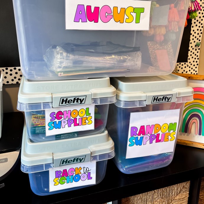 user image by teachingwithcrayonsandcurls, Hefty 72qt Clear Hi-Rise Storage bin with Stackable Lid Gray: Plastic Utility Tubs, Locking Handles, Snap Closure