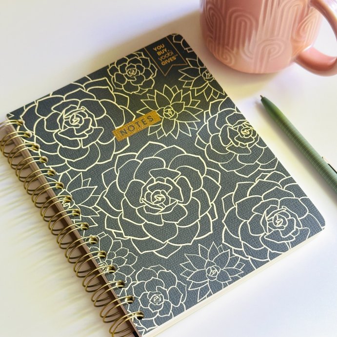 user image by @rainystate_reviews, Yoobi Evolve 200pg Ruled Journal 6&#34;x8&#34; Spiral Navy Succulents