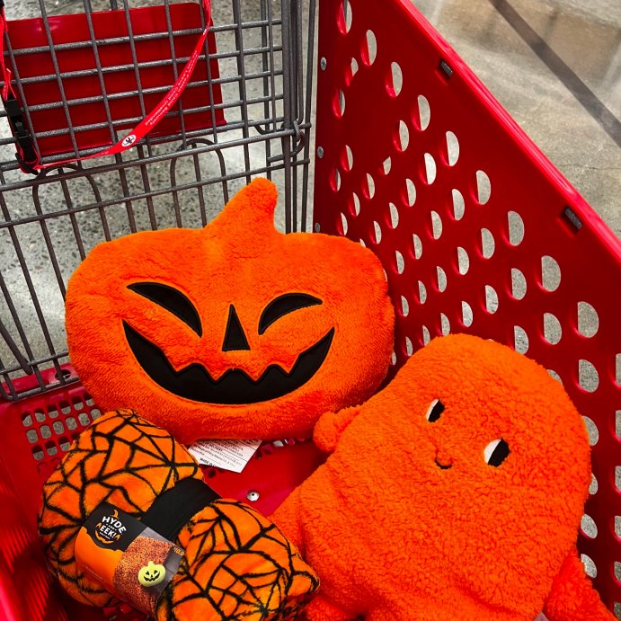 user image by @targetbayareafinds, Ghost Shaped Faux Shearling Halloween Throw Pillow Orange - Hyde and EEK! Boutique&#8482;: Novelty Design, Indoor Decor, Polyester Fill