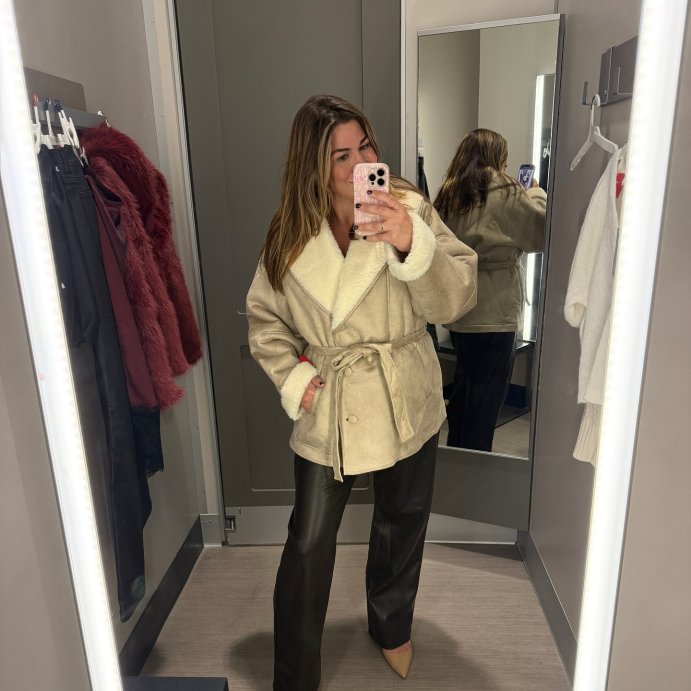 user image by @glamgirlnatalie, Women's Shawl Collar Shearling Coat - Wild Fable™