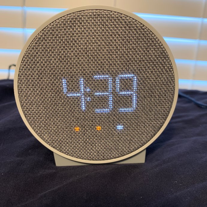 user image by Round Time Table Clock Gray - Capello, Round Time Table Clock Gray - Capello: Modern ABS Nightstand Alarm with USB Port, LED Display, 3 Brightness Levels