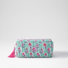 Shop Block Print Travel Pouch, Small, Turquoise Flower and more