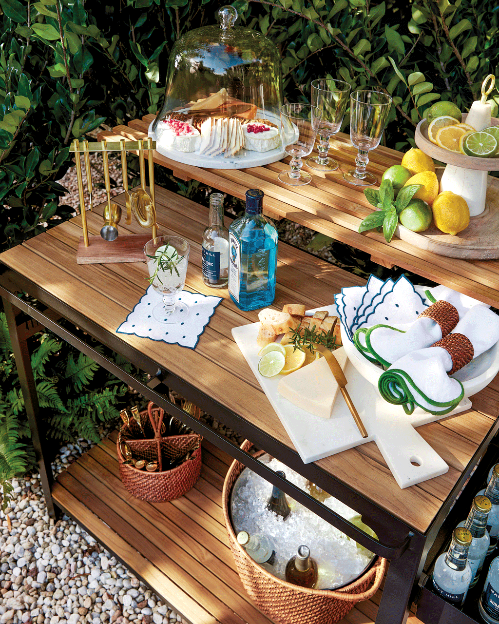 Shop Kenzo Work Table, Piper Woven Napkin Rings - Set of 4, Piper Woven Utensil Caddy, Piper Beverage Tub, Bunny Williams Scallop & Dot Cocktail Napkins - Set of 6, Set of 4 St. Tropez Glassware - Water Goblet, Hampton Marble & Wood Tiered Stand and more