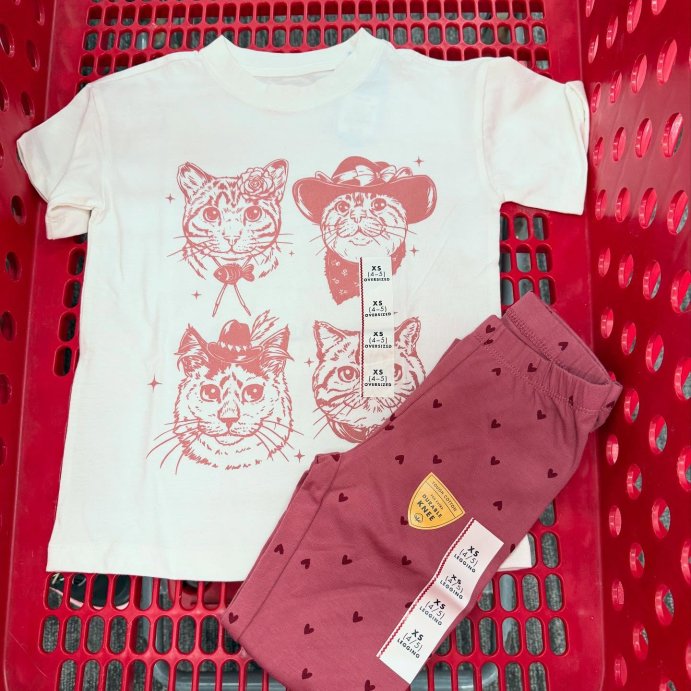 user image by @thislovelylife_of_five, Girls&#39; Short Sleeve Oversized Cowgirl Cats Graphic T-Shirt - Cat &#38; Jack&#8482; Cream