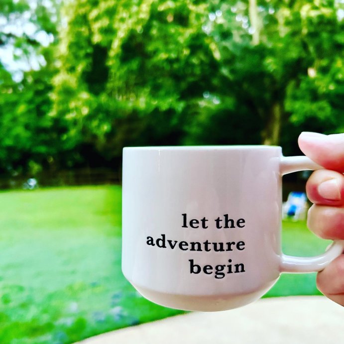user image by @_jo_barnes, 16oz Stoneware Let the Adventure Begin Mug Moss - Threshold&#8482;: Traditional Dark Green Coffee Mug, Dishwasher &#38; Microwave Safe