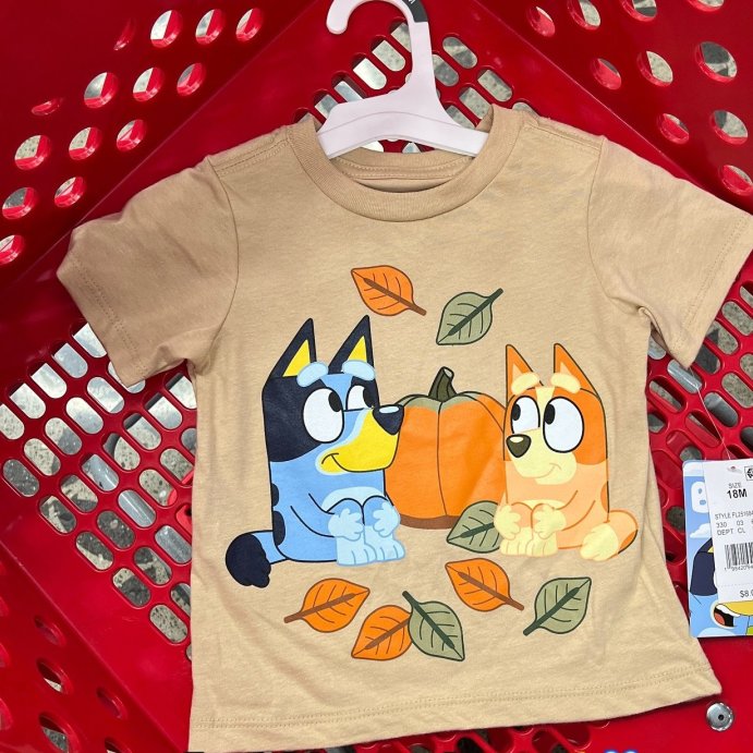 user image by @targetbayareafinds, Toddler Bluey Short Sleeve Bingo Fall Pumpkin Halloween T-Shirt - Tan