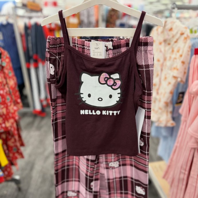user image by @alleyezonfindz, Girls' 2pc Hello Kitty Tank Top and Pants Pajama Set - Red