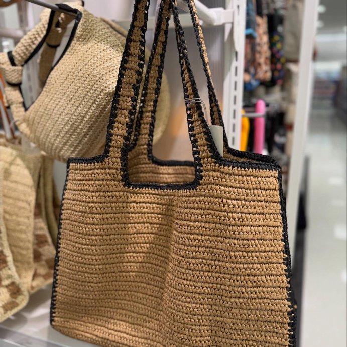 user image by @tarjaymaxx, Straw Large Packable Tote Handbag - A New Day&#8482; Beige: Double Handle, Woven Paper Material