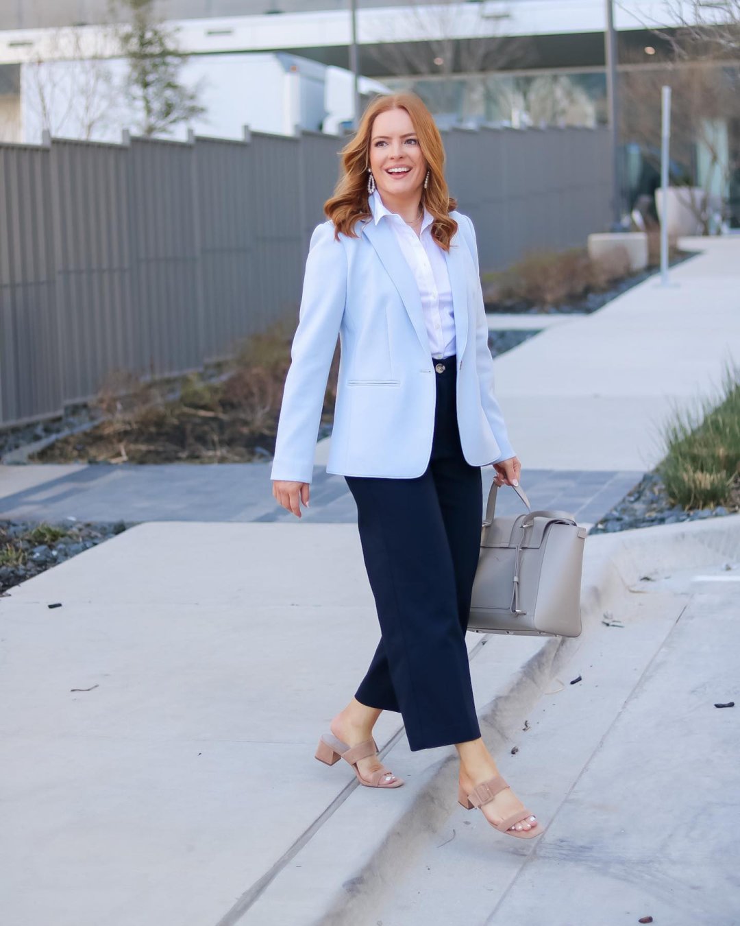 Attention Capri Pants Crop Modern Fit Navy Blue Office Work