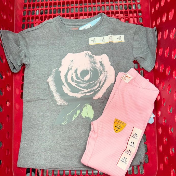 user image by @thislovelylife_of_five, Girls' Short Sleeve Oversized Rose Graphic T-Shirt - Cat & Jack™ - Gray