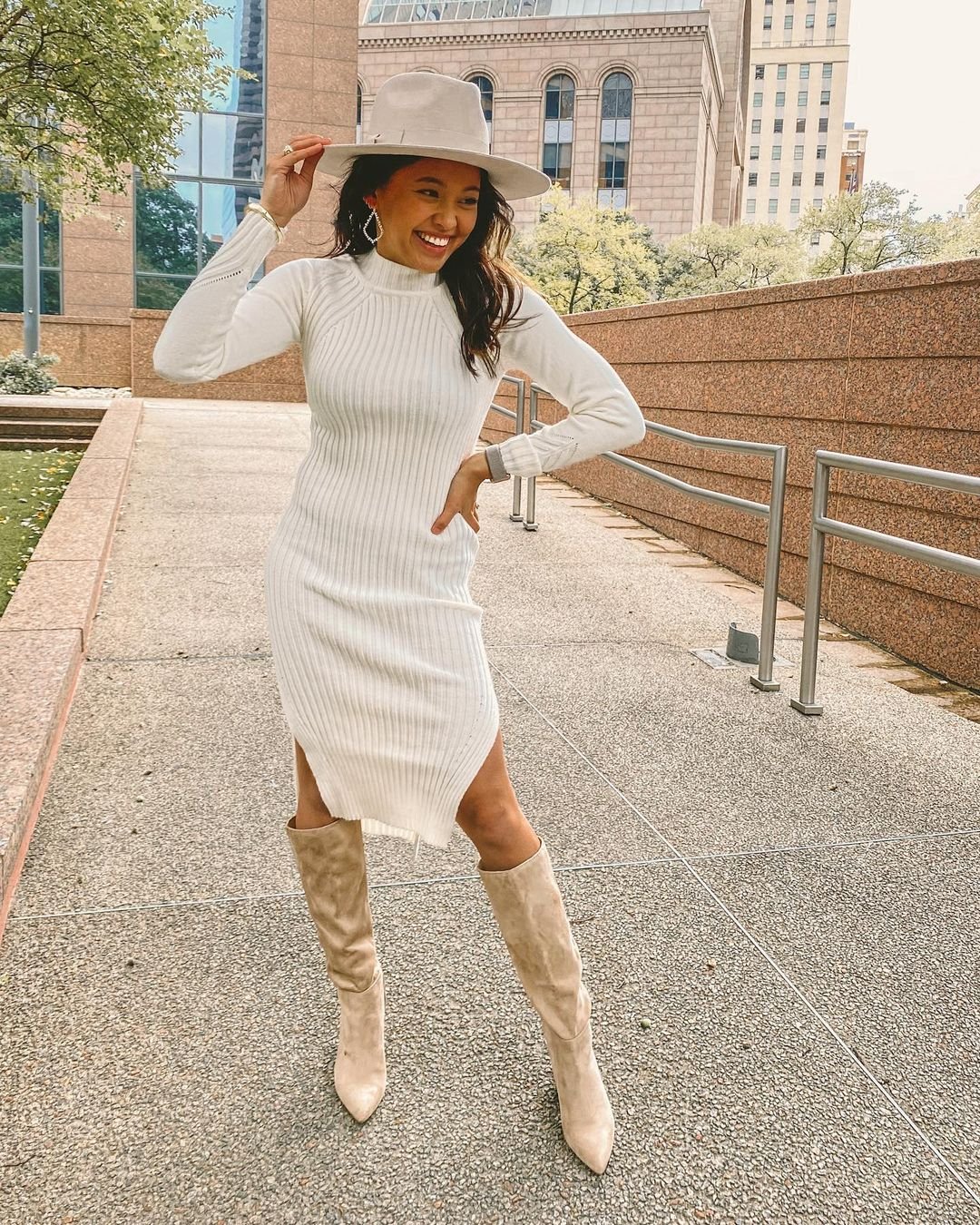 Sweater dress and high boots online