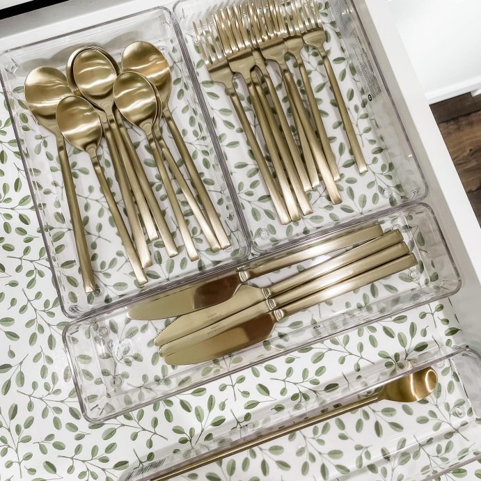 user image by @clare.pattersonn, 20pc Ashby Flatware Set Champagne - Threshold&#8482;: Stainless Steel Silverware, Service for 4, Dishwasher-Safe