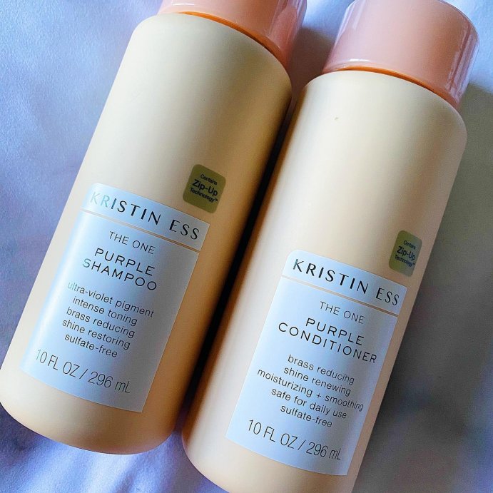 user image by @lifewithnataliek, Kristin Ess The One Purple Conditioner Toning for Blonde Hair, Neutralizes Brass and Sulfate Free - 10 fl oz