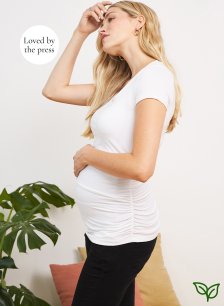 Shop Isabella Oliver The Maternity Cap Scoop Top with LENZING™ ECOVERO™-Pure White and more