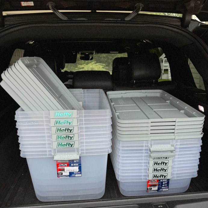 user image by jesshogancrum, Hefty 72qt Clear Hi-Rise Storage bin with Stackable Lid Gray: Plastic Utility Tubs, Locking Handles, Snap Closure