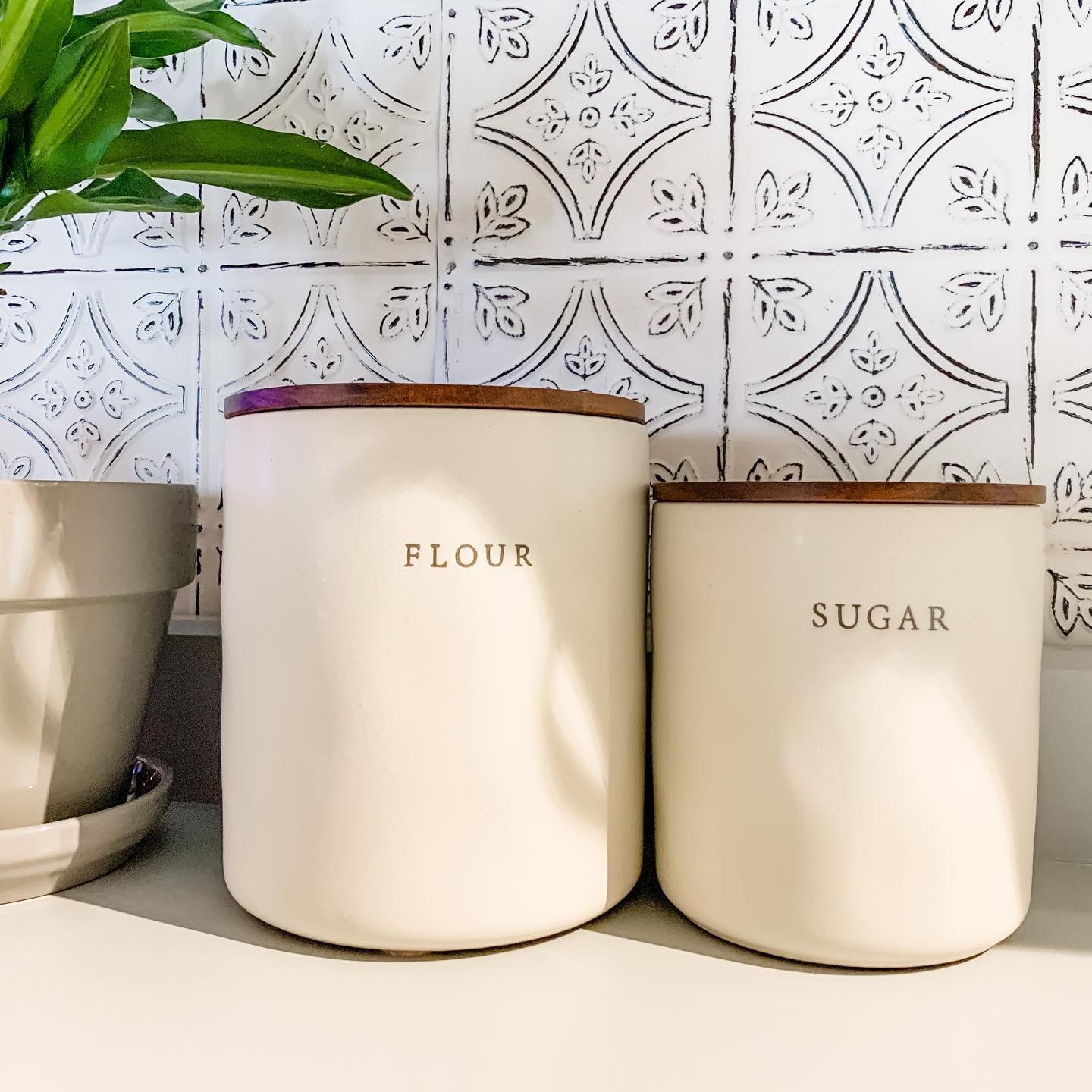 user image by @sydney.vegoda.hovis, 128oz Stoneware Flour Canister with Wood Lid Cream/Brown - Hearth &#38; Hand&#8482; with Magnolia
