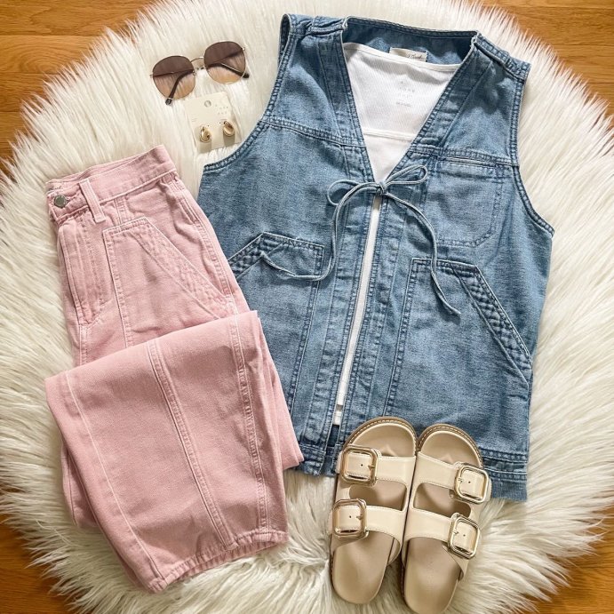 user image by @gotargeting, Women's Denim Tie-Front Utility Vest - Universal Thread™