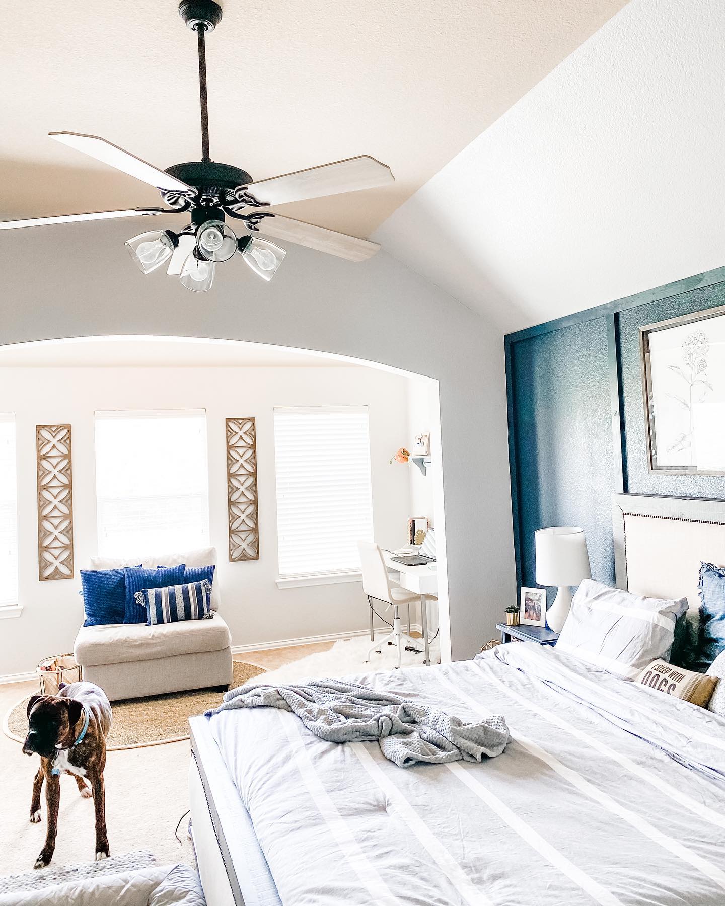 Cool blue bedroom Instagram Post