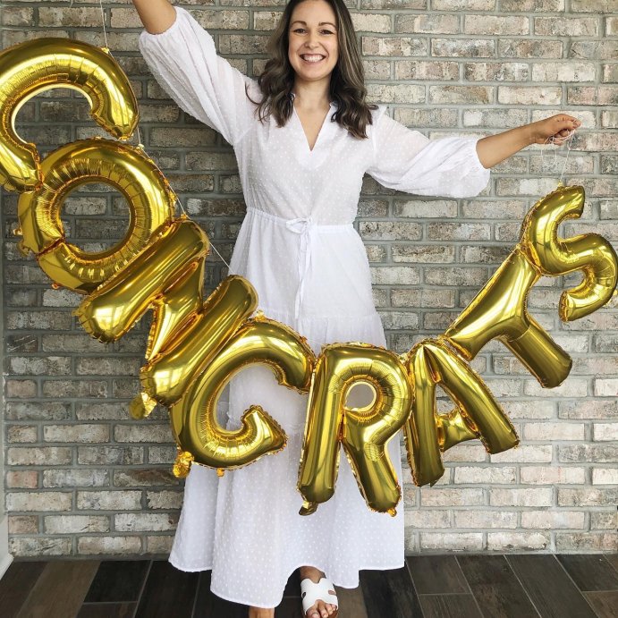 user image by @inallthe.details, &#34;Congrats&#34; Script Foil Balloon Banner Gold - Spritz&#8482;