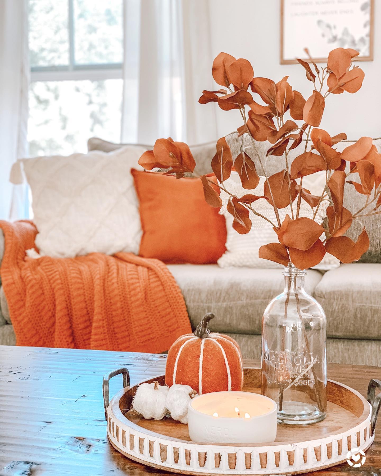 Autumnal leaf living room Instagram Post