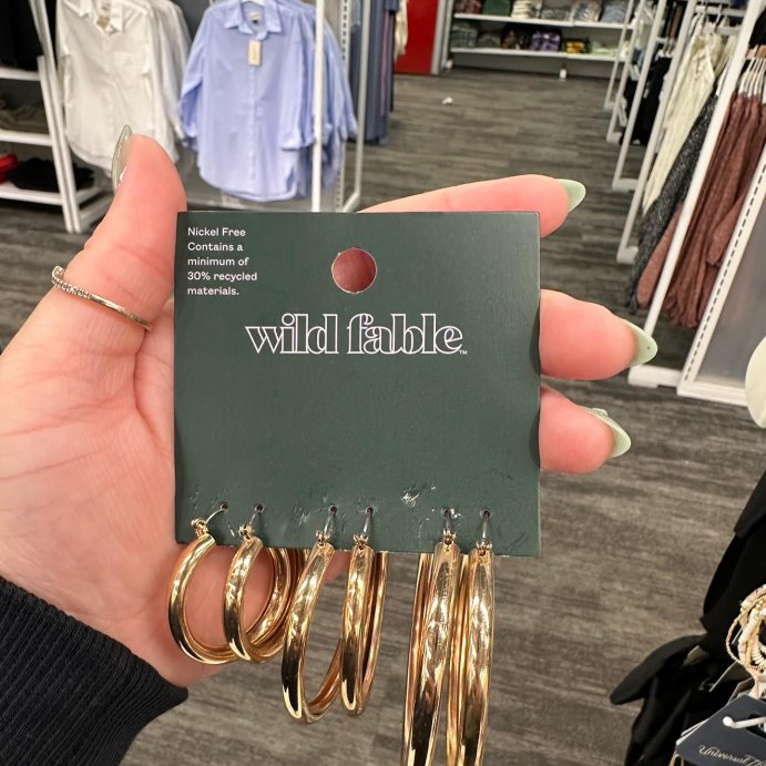 user image by @haulsby.kt, Wide Hoop Earring Set 3pc - Wild Fable&#8482; Gold