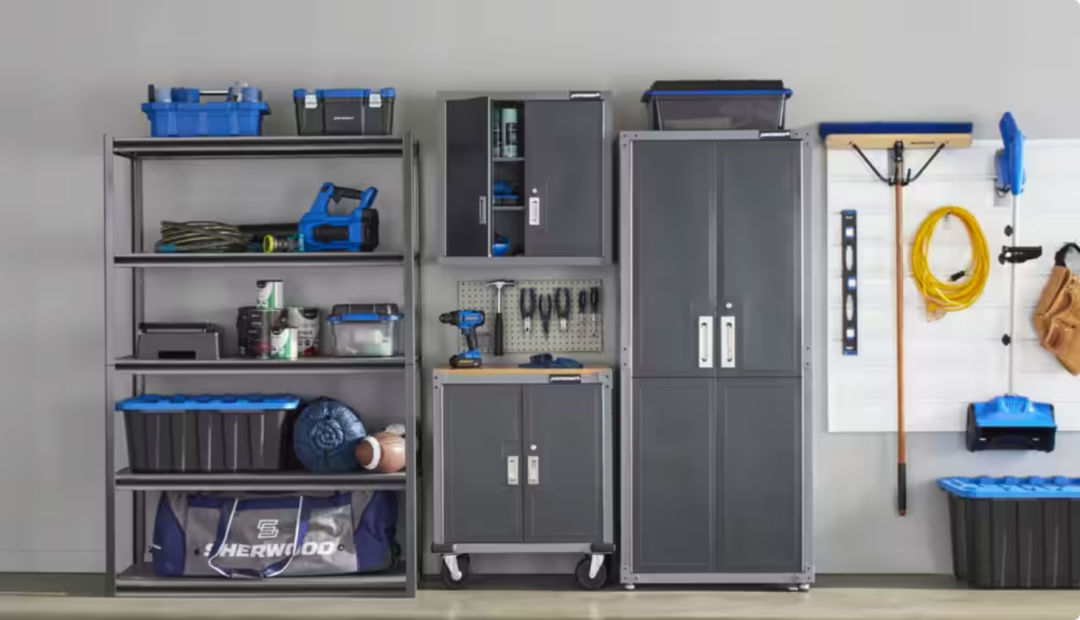 Shop Mastercraft Wall Mount 2-Door Wide Cabinet with 2 Adjustable Shelves, Grey Series, 28 x 28 x 12-in, Mastercraft 2-Door Wooden Top Base Cabinet, Mobile, 87.6 x 71 x 45.7 cm, Grey, Mastercraft 2-Door Tall Cabinet, 3 Adjustable Shelves, 182.8 x 76.2 x 45.7 cm, Grey and more