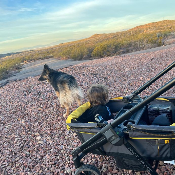 user image by @halsey_homestead, Evenflo Pivot Xplore All-Terrain Double Stroller Wagon