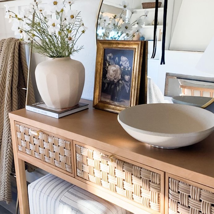 user image by @homegrownhattons, Palmdale Knockdown Woven Drawer Console - Threshold™ designed with Studio McGee