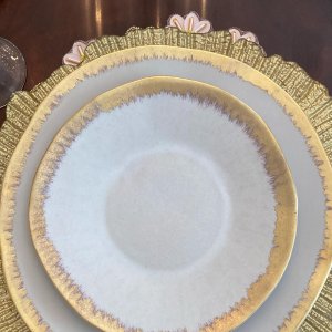 Williams Sonoma Brushed Gold Dinner Plates, Set of 4