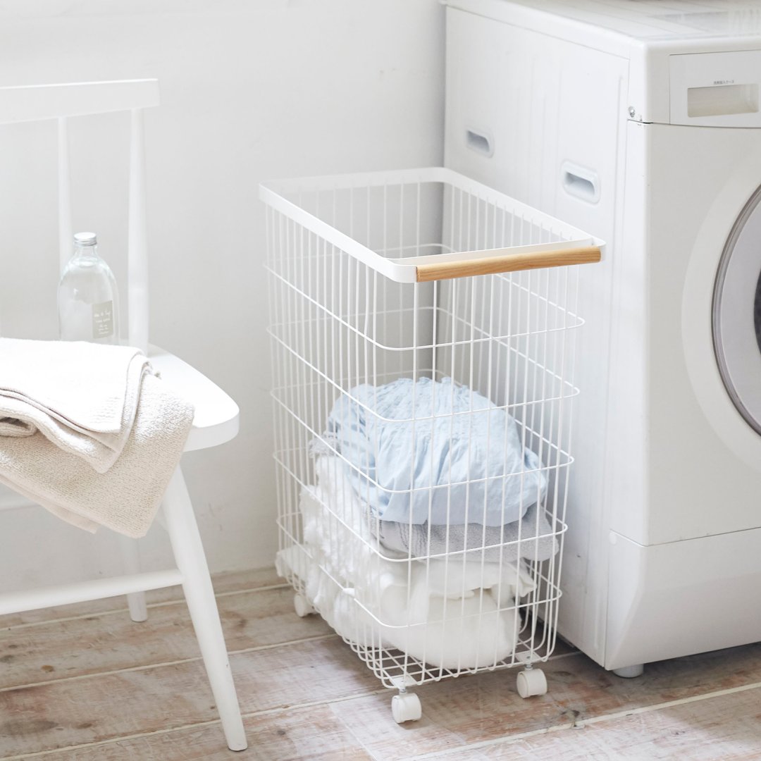 Yamazaki Home Rolling wire laundry basket