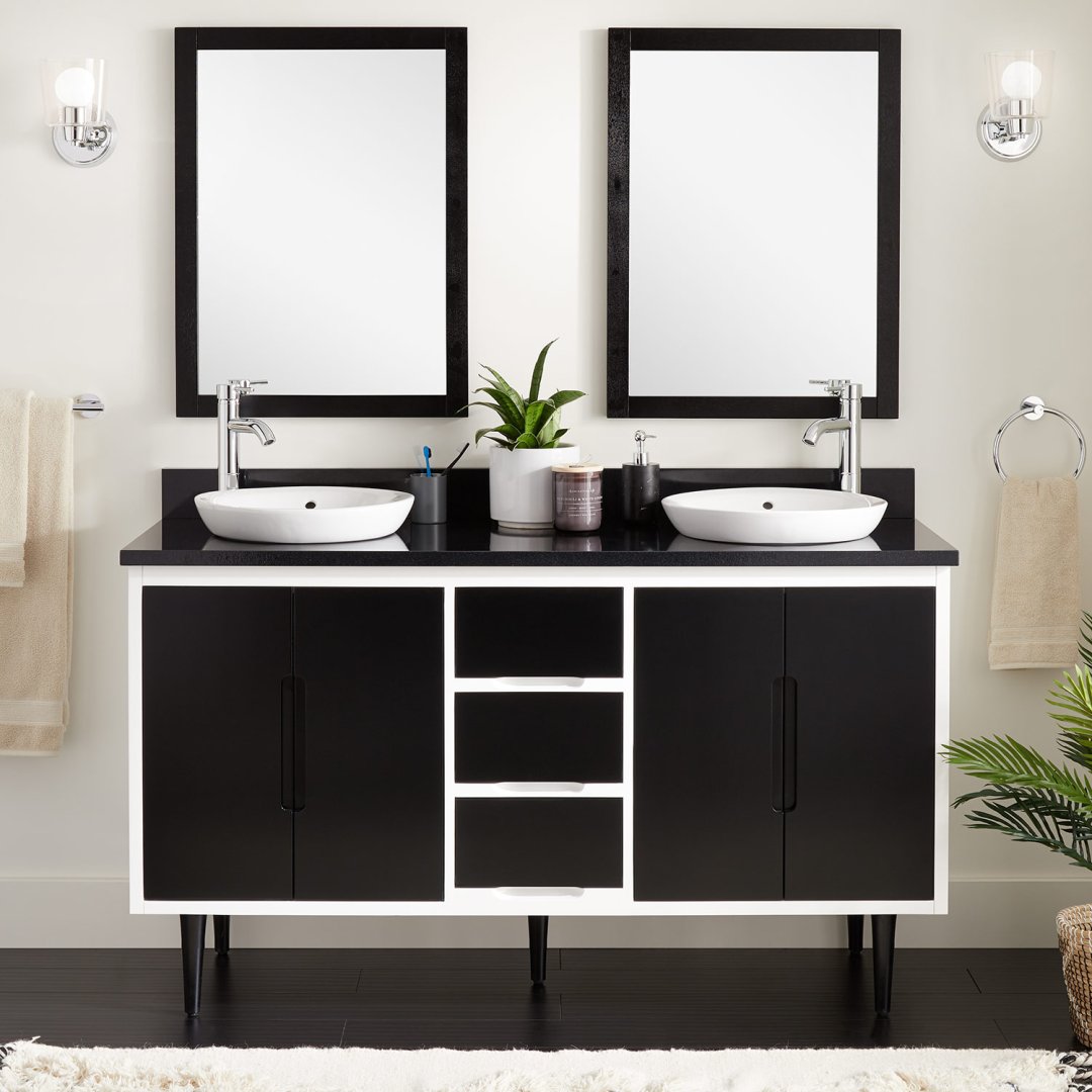 60" Bivins Double Bathroom Vanity for Semi-Recessed Sink ...