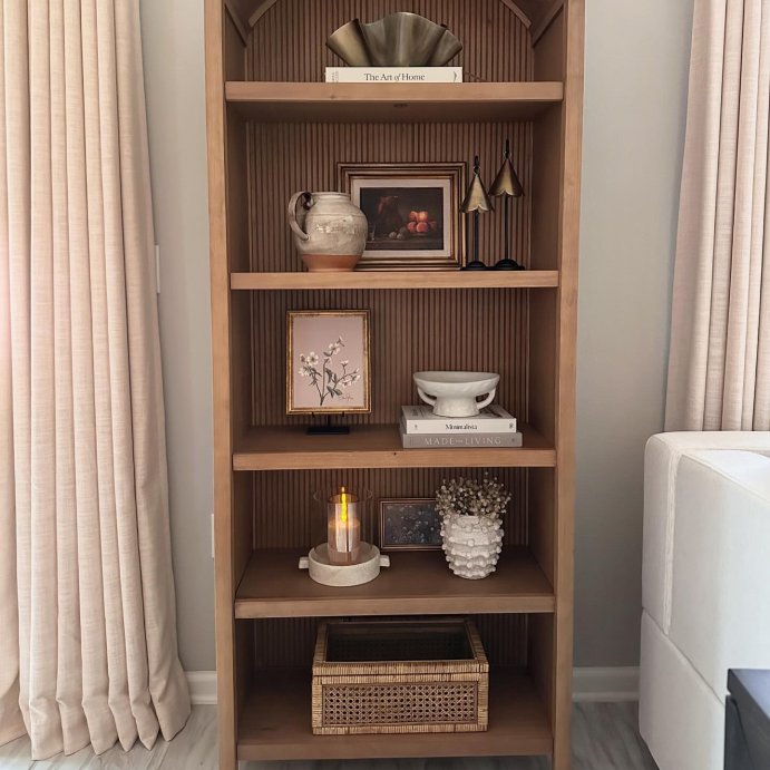 user image by @decoratingnewbuild_, Grooved Wood Arch Bookcase - Hearth & Hand™ with Magnolia