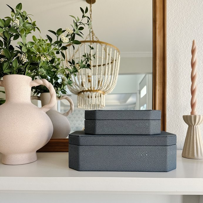user image by @shannongolddesign, Faux Shagreen Box Blue - Threshold™ designed with Studio McGee