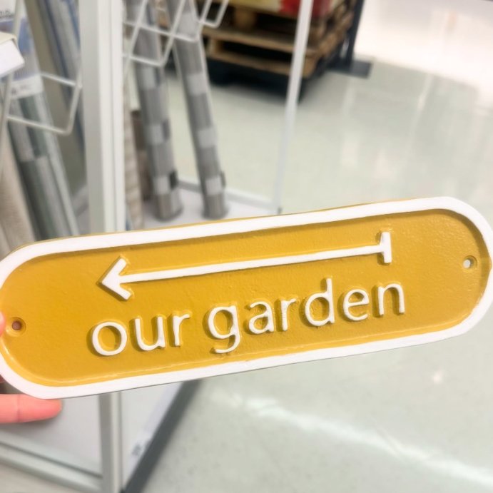 user image by @chasingfindsandfancies, Aluminum Outdoor Patio Garden Sign &#34;Our Garden&#34; Yellow - Threshold&#8482;