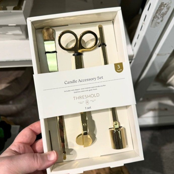 user image by @kristinmichellehome, 5.5&#34; Wick Trimmer Snuffer and Wick Pusher Candle Holder Set - Threshold&#8482;: Elegant Stainless Steel Tools for Candle Care
