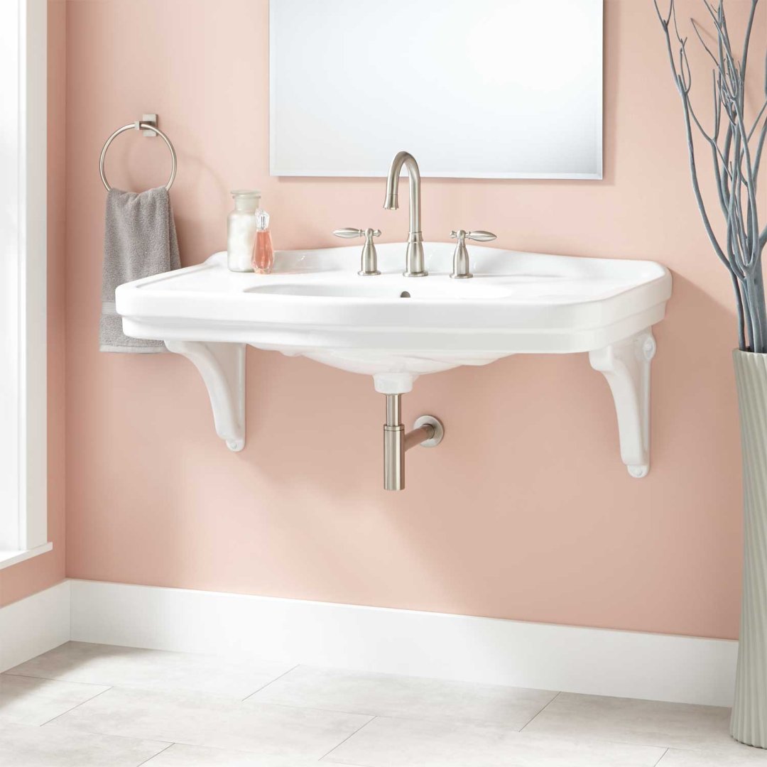 42 Peloso Porcelain Wall Mount Bathroom Sink With Porcelain Brackets Bathroom Sinks Sinks