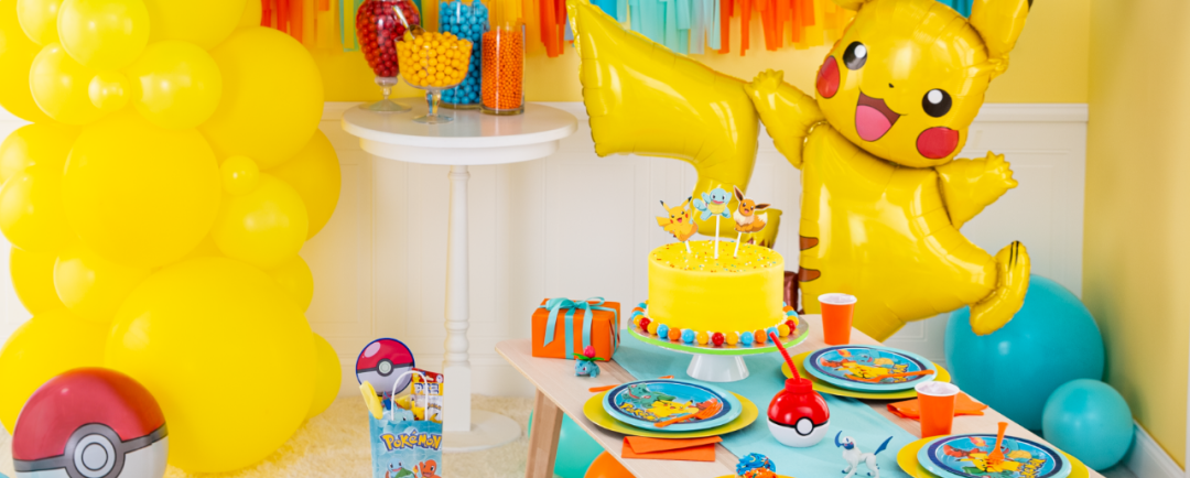 Shop Nintendo Pokémon Pikachu Satin Giant Gliding Air-Walker Foil Balloon, Yellow, 55-in, Helium Inflation & Ribbon Included for Birthday Party, Nintendo Pokémon Plastic Scene Setter Background Decoration with Photo Booth Props, Blue/Yellow, 75-in, 16-pk, for Birthday Party, Nintendo Pokémon Round Paper Disposable Lunch Plates, Blue/Yellow, 9-in, 8-pk, for Birthday Party, Nintendo Pokémon Poke Ball Plastic Reusable Sippy Cup with Straw, Red/White, 9-oz, for Birthday Party, Square Paper Disposable Lunch Napkins, Assorted Colours,6.5-in, 40-pk, 3-ply, for Christmas/Thanksgiving/New Year's Eve/Birthday Party, Big Party Pack Plastic Cups, Assorted Colours, 12-oz, 50-pk, for Christmas/Thanksgiving/New Year's Eve/Birthday Party, Round Latex Balloons, Assorted Colours, 12-in, 72-pk, for Birthday Party, Round Latex Balloons, Assorted Colours, 12-in, 72-pk, for Birthday Party, Nintendo Pokémon Orbz Satin Foil Balloon, Red/White, 16-in, Helium Inflation & Ribbon Included for Birthday Party, Nintendo Pokémon Paper Kraft Gift Bags, Blue, 12-in, 8-pk, for Birthday Party, Nintendo Pokémon Pikachu Round Paper Disposable Dessert Plates, Blue/Yellow, 7-in, 8-pk, for Birthday Party and more