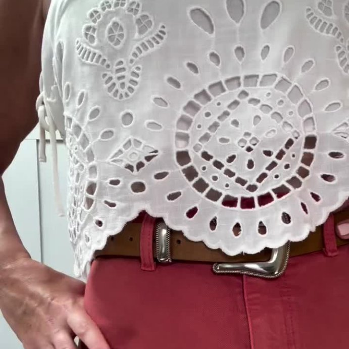 user image by @linencottonandlace, Women's Embroidered Eyelet Side-Tie Tank Top - Future Collective