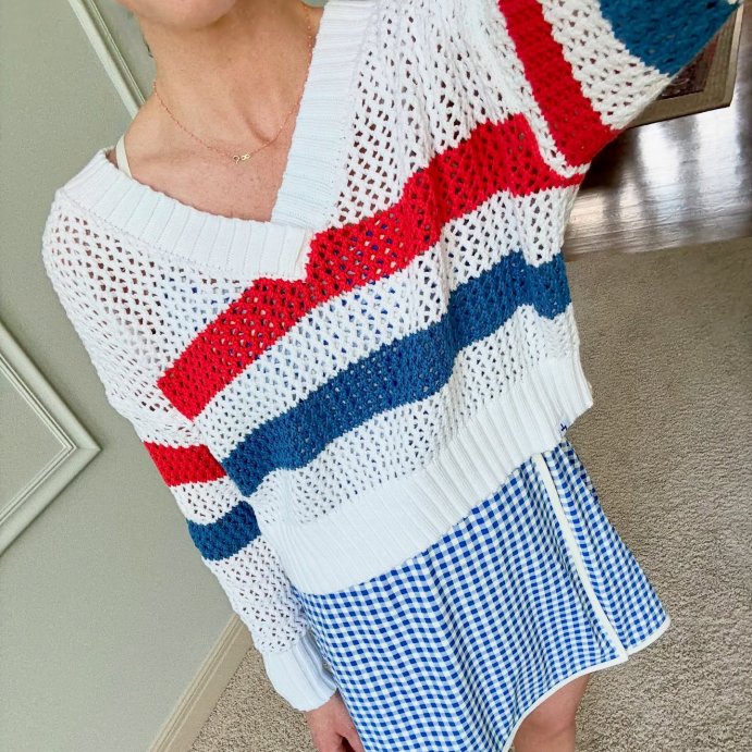 user image by @impatientdixie, Women's Striped V-Neck Sweater - JoyLab™ White