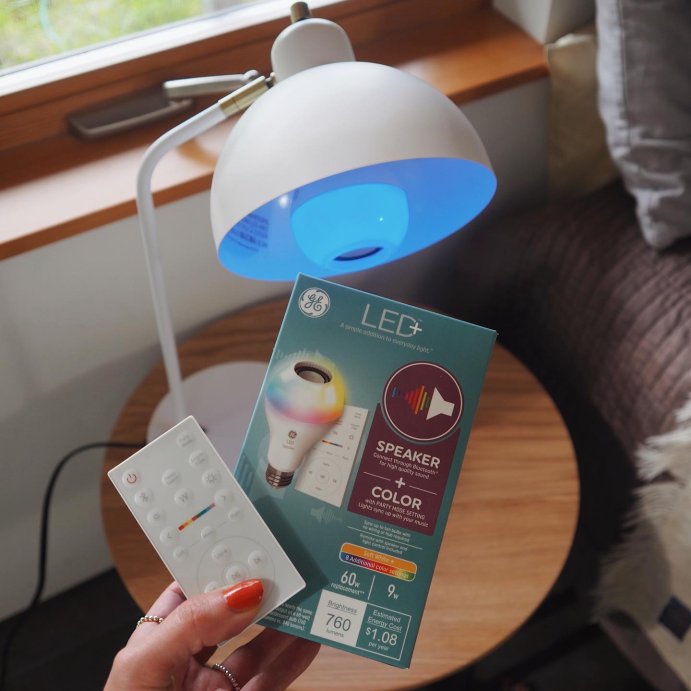 user image by @thesheerconnection, GE LED+ Speaker and Color Changing A21 LED Light Bulb: Bluetooth Light Bulb with Speaker, 760 Lumens, E26 Base