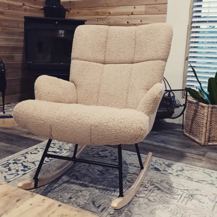 user image by @djvu17, FERPIT Upholstered Teddy Velvet Accent Chair & Rocking Chair with Wingback Design