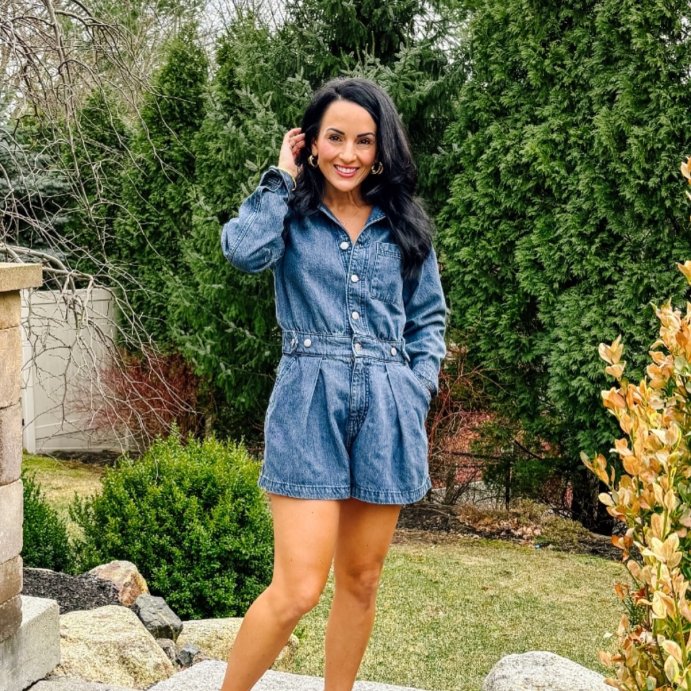 user image by @laurajpizzuti, Women's Long Sleeve Denim Romper - Universal Thread™