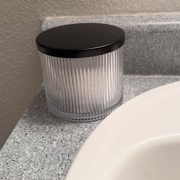 user image by @reviewsbycora, Ribbed Glass Canister Black - Threshold&#8482;: Metal Lid, Clear Bathroom Jar, Easy to Clean